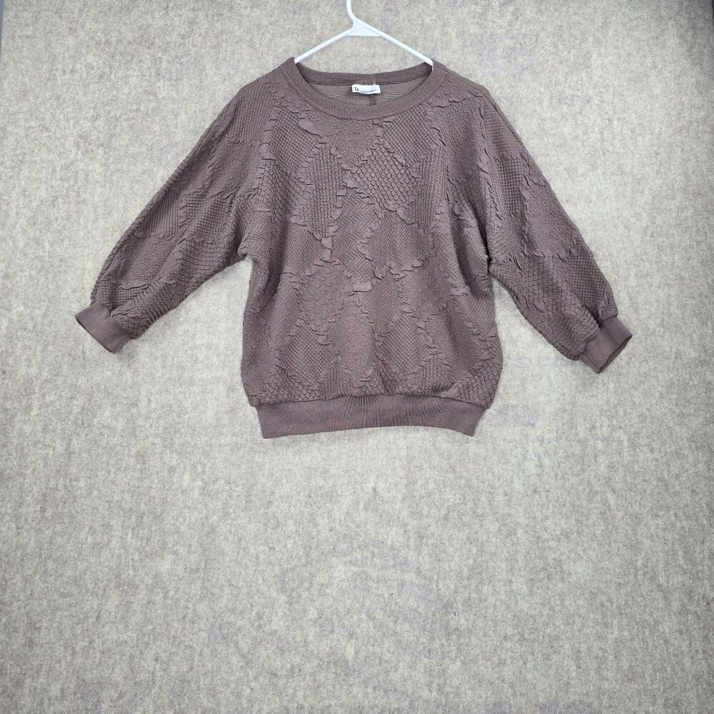 Donnkenny Brown Textured Knit Pullover Sweater Size M Polyester Blend